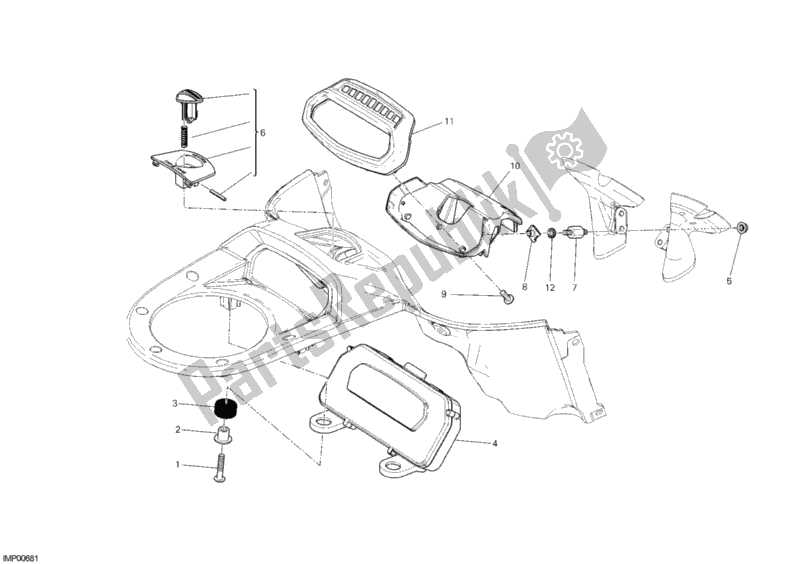 Alle onderdelen voor de Instrumentenpaneel van de Ducati Diavel Carbon USA 1200 2013